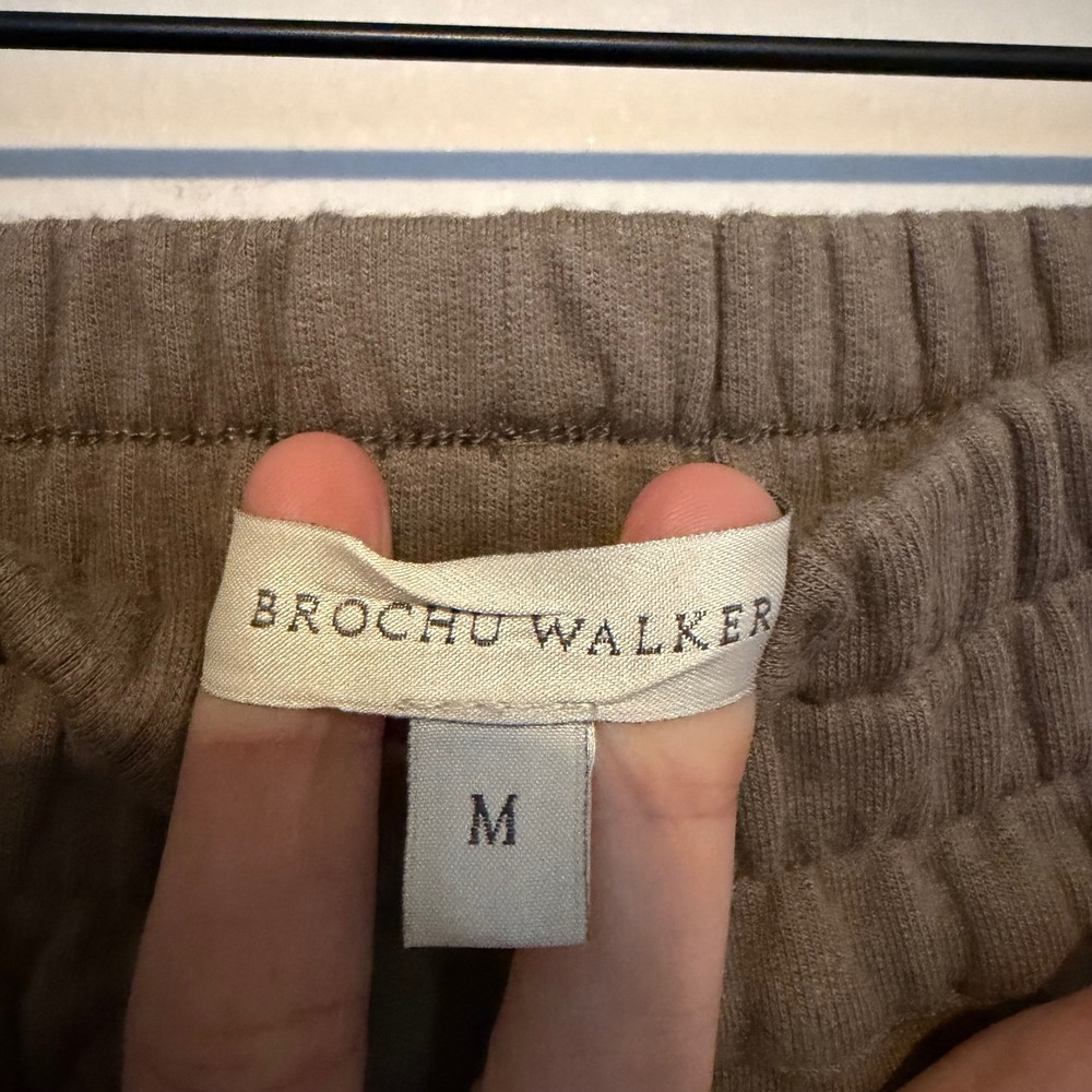Brochu Walker Scottie Terry Pull On pants taupe M classic minimalist casual - Picture 4 of 6